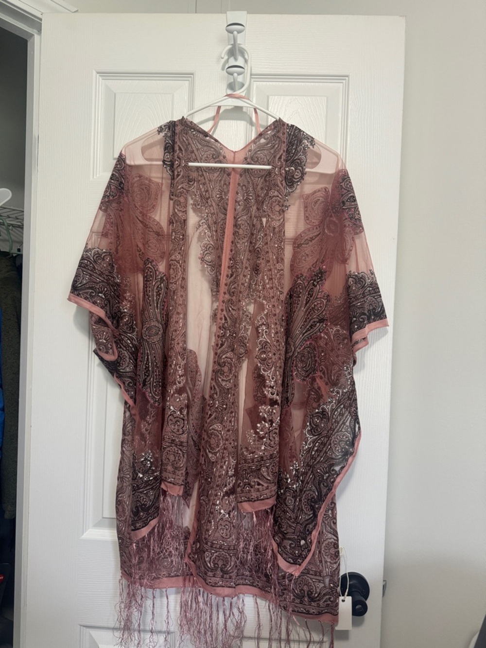 Pretty Persuasions Sheer Paisley Kimono - Dusty Pink